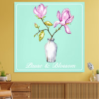 Elegant Pink Magnolia Watercolor