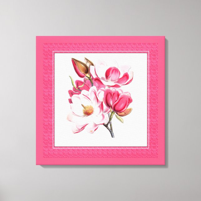 Elegant Pink Magnolias Canvas Print (Front)