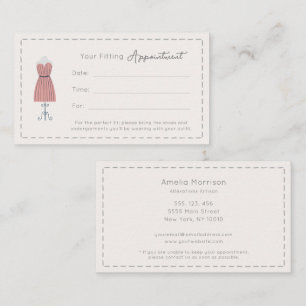 Elegant Pink Mannequin Alterations Appointment Card