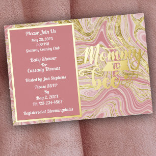 Elegant Pink Marble Baby Shower Gold