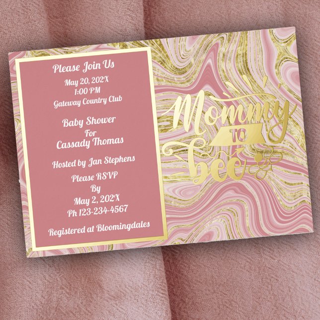 Elegant Pink Marble Baby Shower Gold (Creator Uploaded)