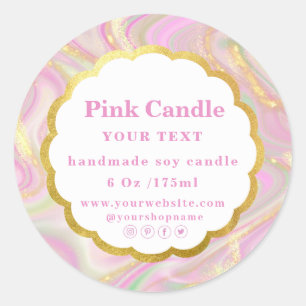 Elegant pink marble chic gold glitter label