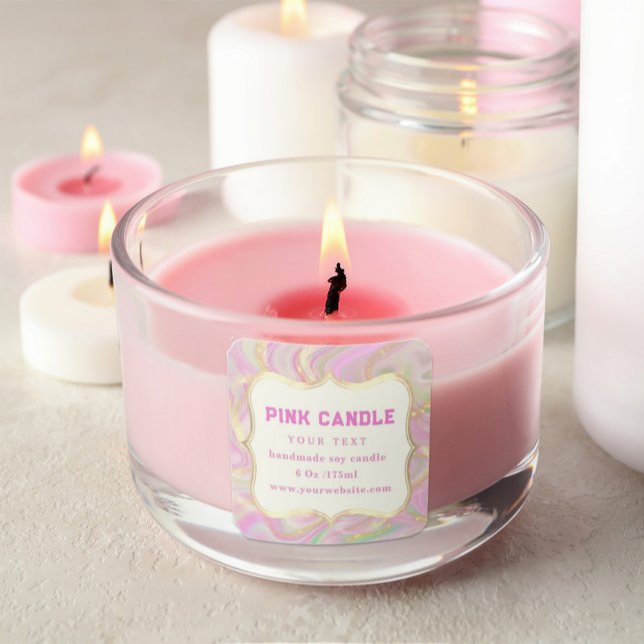 Elegant Pink Marble Gold Candle Label Template (Creator Uploaded)