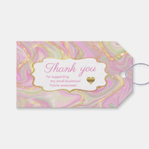 Elegant Pink Marble Gold gift tags