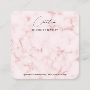 Elegant Pink Marble Handwritten Script Display Square Business Card