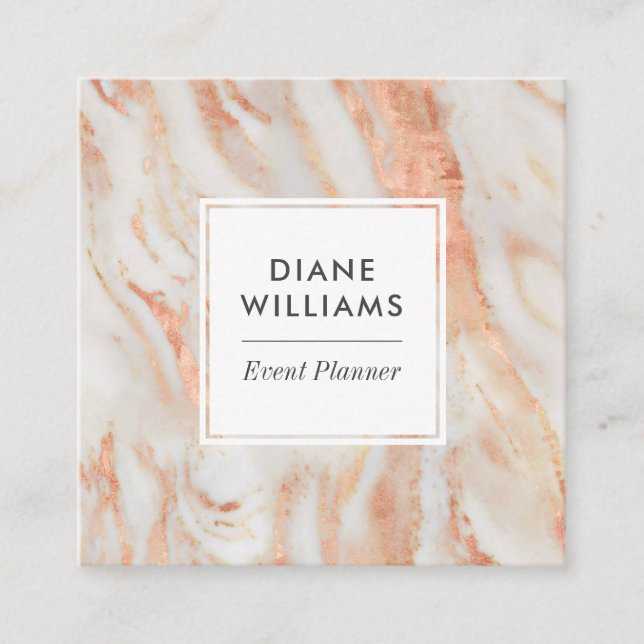 Elegant Pink Marble Pattern Square Business Card (Front)