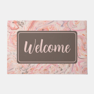 Elegant Pink Marble Welcome Doormat