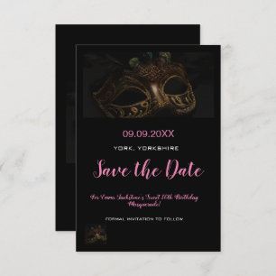 Elegant Pink Masquerade Mask Theme Sweet 16th Save The Date