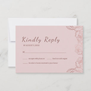 Elegant Pink Mauve Floral RSVP Card