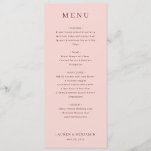 Elegant Pink Menu Template