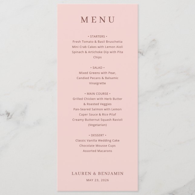 Elegant Pink Menu Template (Front)