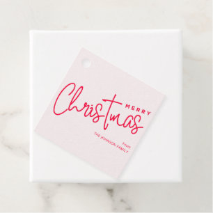 Elegant Pink Merry Christmas Favour Tags