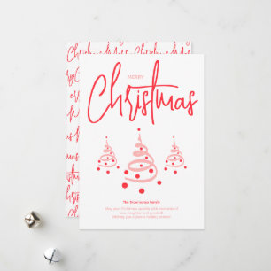 Elegant Pink Merry Christmas Holiday Card
