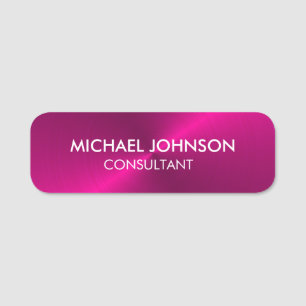 Elegant Pink Metallic Professional Business Name Tag