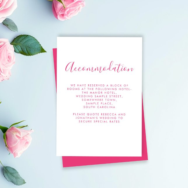Elegant Pink Minimal Wedding Accommodation Card (Creator Uploaded)