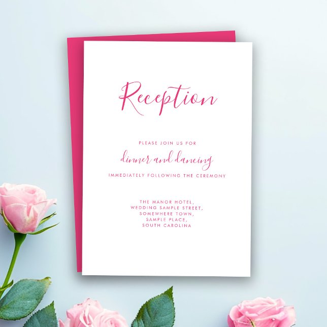 Elegant Pink Minimal Wedding Reception Card (Creator Uploaded)