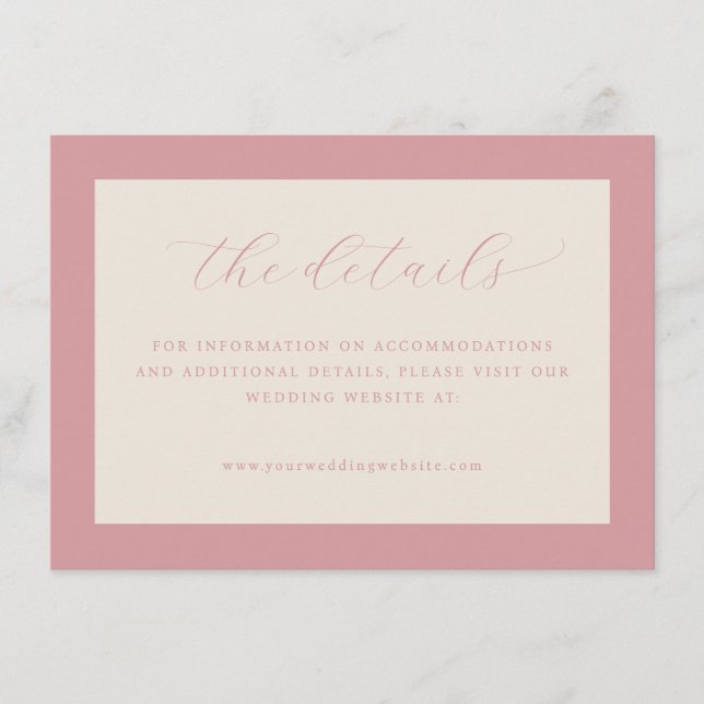 Elegant Pink Minimalist Calligraphy Enclosure Card (Front)