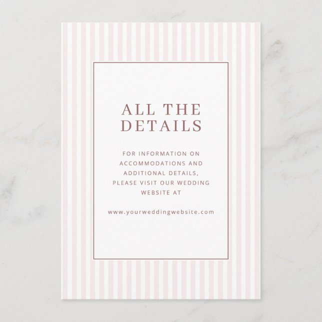 Elegant Pink Minimalist Details Enclosure Card (Front)