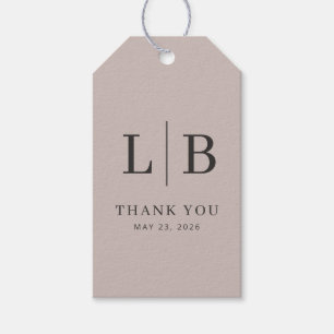 Elegant Pink Minimalist Initials Gift Tags
