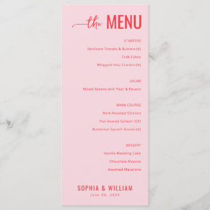 Elegant Pink Minimalist Menu