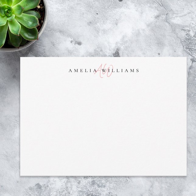 Elegant Pink Minimalist Monogram Card (Creator Uploaded)