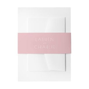 Elegant Pink Minimalist Names Invitation Belly Band