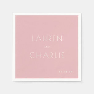 Elegant Pink Minimalist Names Napkin