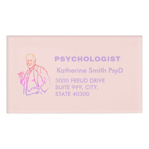 Elegant Pink Minimalist Psychologist Name Tag