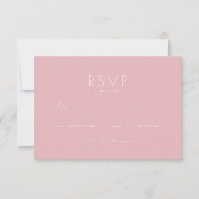 Elegant Pink Minimalist RSVP Card (Front)