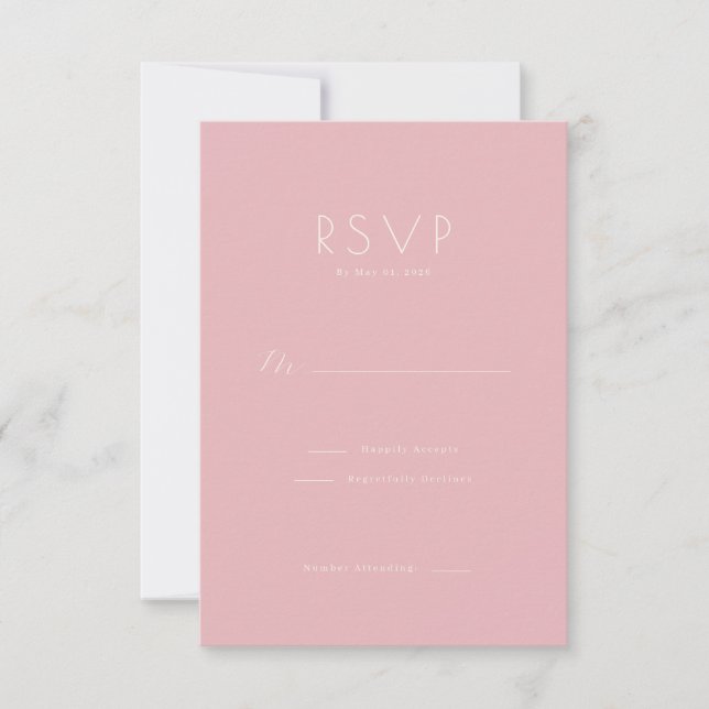 Elegant Pink Minimalist RSVP Card (Front)