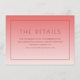 Elegant Pink Minimalist Wedding Details Enclosure Card