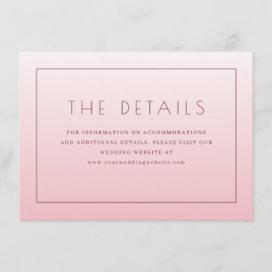 Elegant Pink Minimalist Wedding Details Enclosure Card