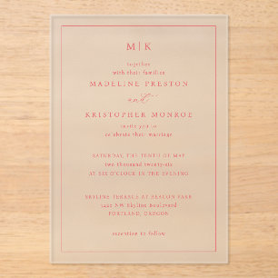 Elegant Pink Minimalist Wedding Invitation