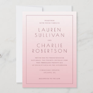 Elegant Pink Minimalist Wedding Invitation