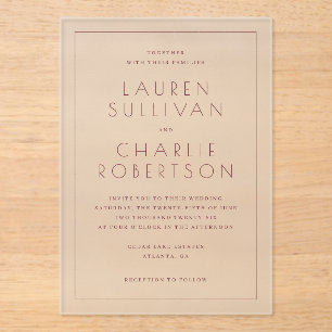 Elegant Pink Minimalist Wedding Invitation