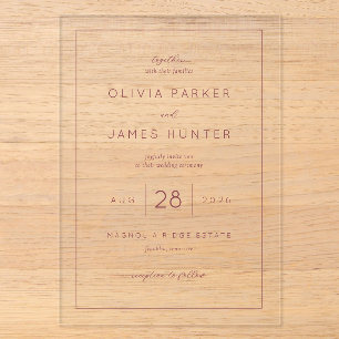 Elegant Pink Minimalist Wedding Invitation