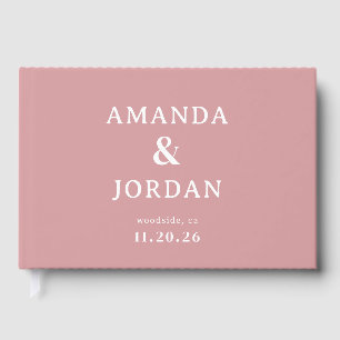 Elegant Pink Minimalist Wedding Invitation Guest Book