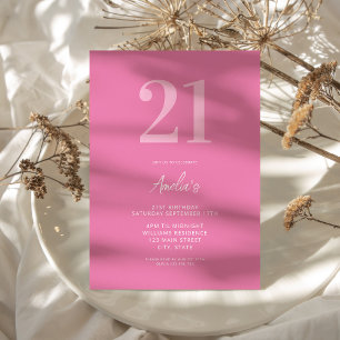 Elegant Pink Modern 21st Birthday Invitation
