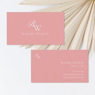 Elegant Pink Modern Monogram Business Card