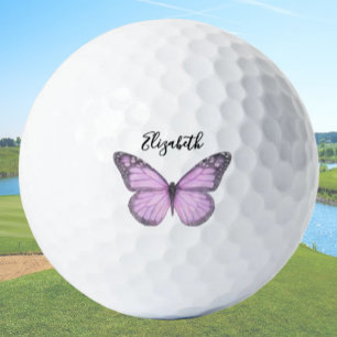 Elegant Pink Monarch Butterfly Personalized Ladies Golf Balls