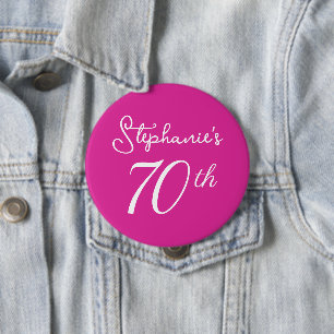 Elegant Pink Monogram 70th Birthday Party 10 Cm Round Badge