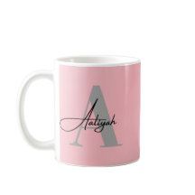 Elegant Pink Monogram Custom Name Coffee Mug