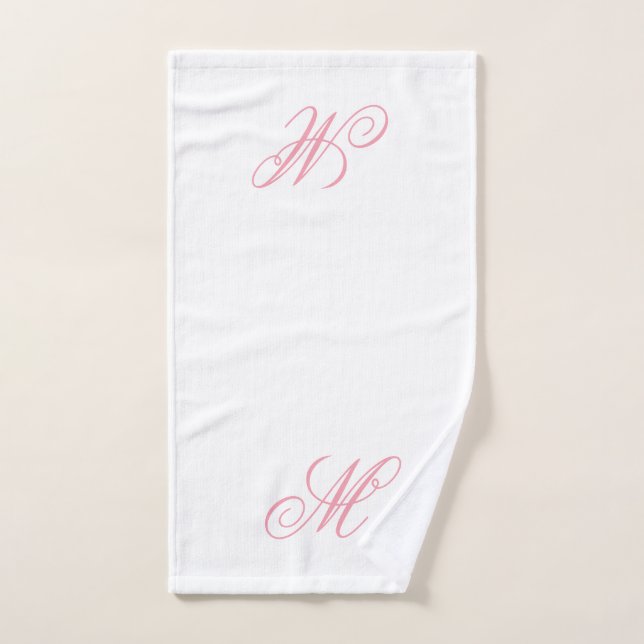 Elegant Pink Monogram Initial  Hand Towel (Hand Towel)
