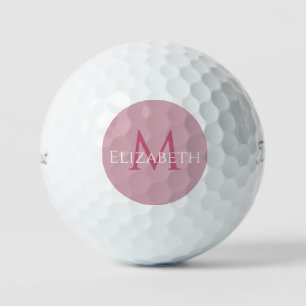 Elegant Pink Monogram Initial & Name Personalised Golf Balls