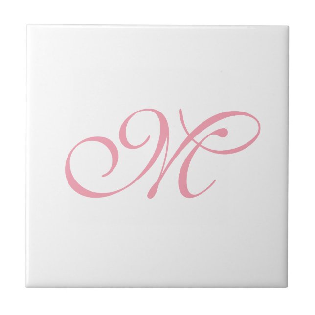 Elegant Pink Monogram Initial  Tile (Front)