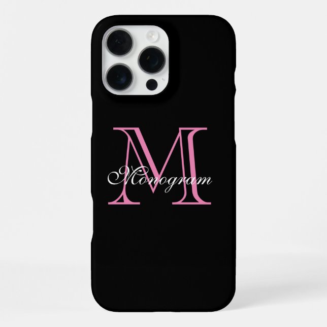 Elegant Pink Monogram iPhone Case (Back)