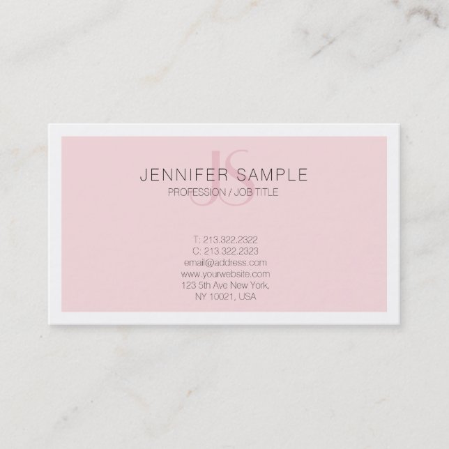 Elegant Pink Monogram Modern Simple Design Trendy Business Card (Front)