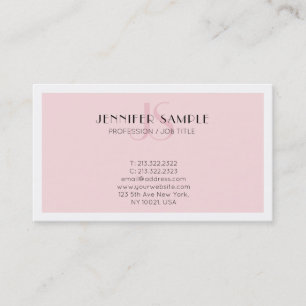 Elegant Pink Monogram Modern Sleek Plain Trendy Business Card