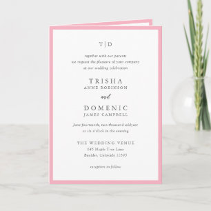 Elegant Pink Monogram Modern Wedding Invitation