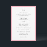 Elegant Pink Monogram Modern Wedding Invitation<br><div class="desc">Modern wedding invitations featuring a clean design with serif and script fonts.</div>